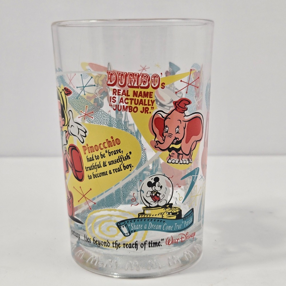 McDonalds Walt Disney World 100 Years of Magic Glass Tumbler Dumbo Bambi 2002